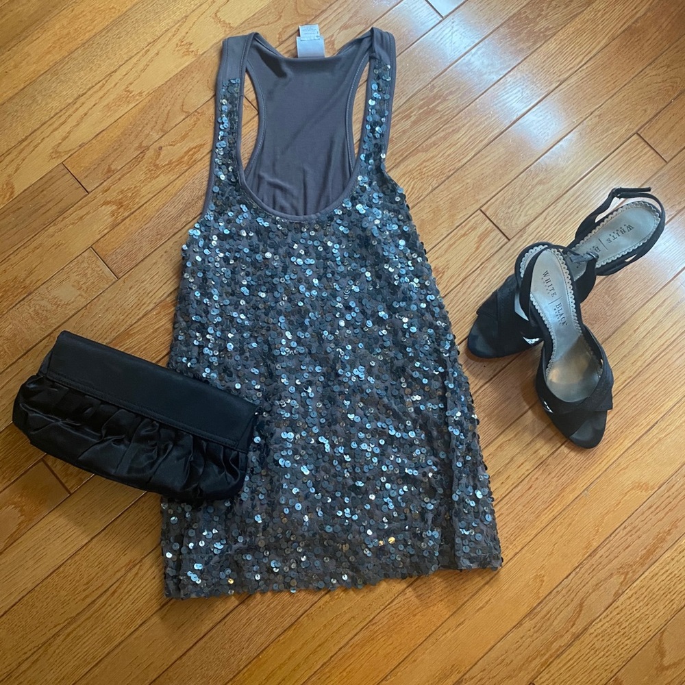 extra long silver grey sequin tank from VS